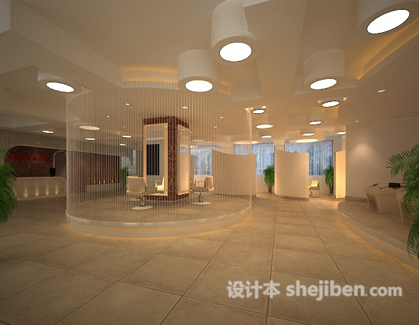前台办公区3d模型下载
