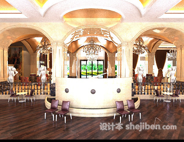 酒店服务台3d模型下载