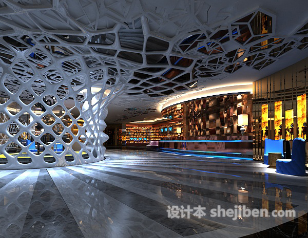 大型商场走廊3d模型下载