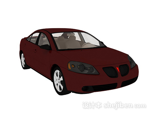 红色小轿车汽车3d模型下载