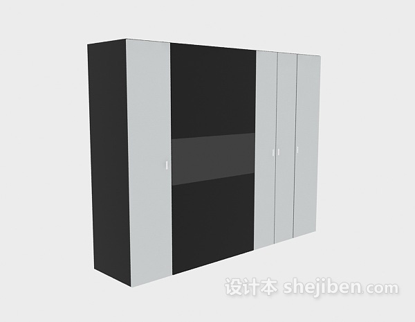推拉门现代衣柜3d模型下载