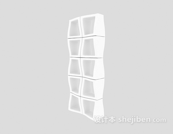 现代博古架展示柜3d模型下载