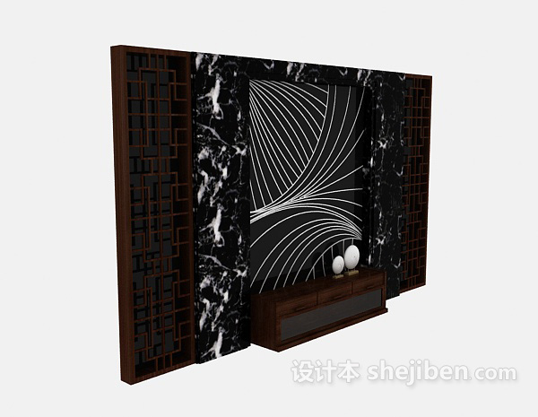屏风隔断3d模型下载