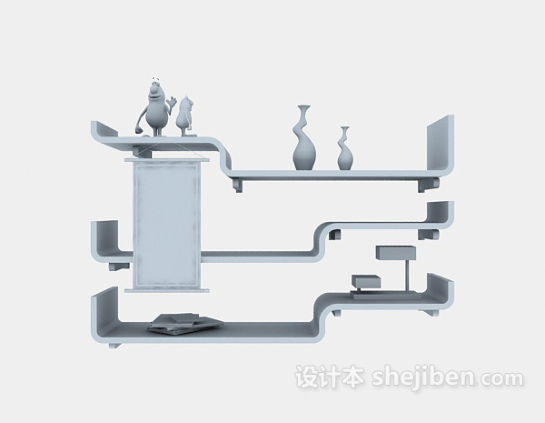 现代壁挂装饰架3d模型下载