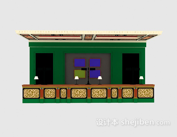 接待台3d模型下载