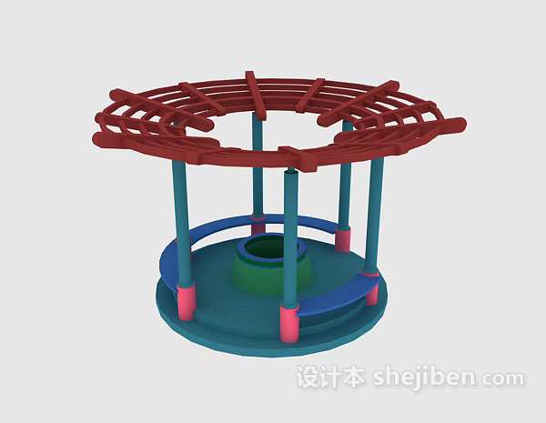 防腐木凉亭3d模型下载