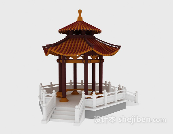 景观亭子设计3d模型下载
