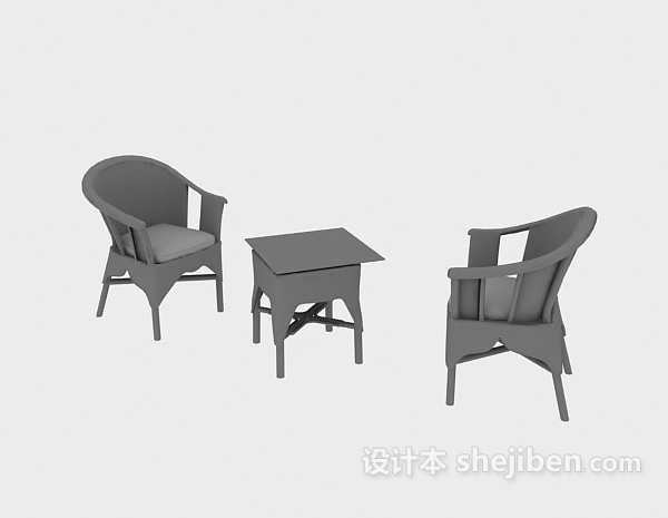 竹编椅子3d模型下载