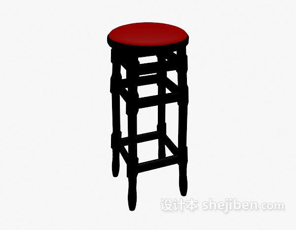 木头吧台凳3d模型下载
