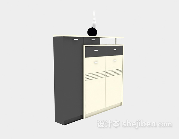 白色现代玄关鞋柜3d模型下载