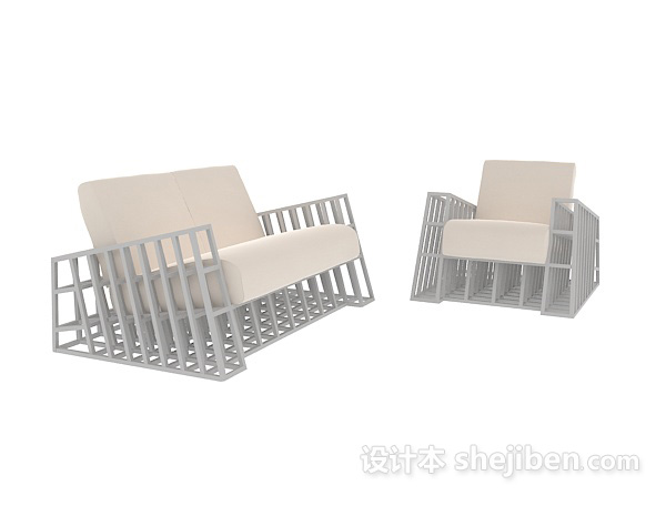 实木沙发免费3d模型下载