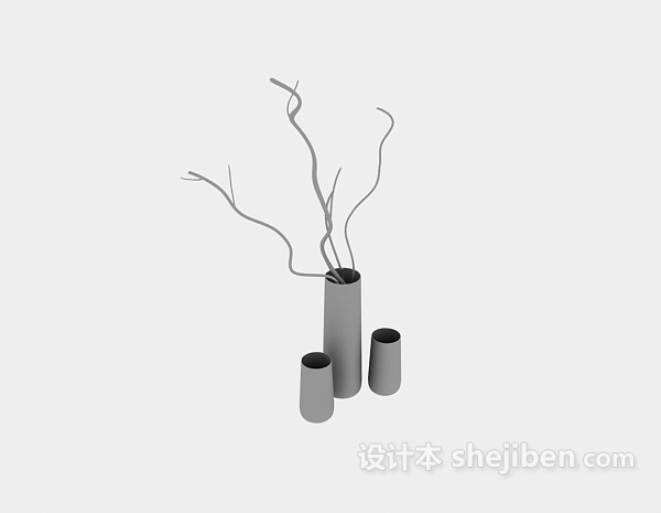 干枝花瓶3d模型下载