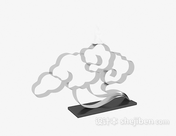 中式祥云雕塑摆件3d模型下载