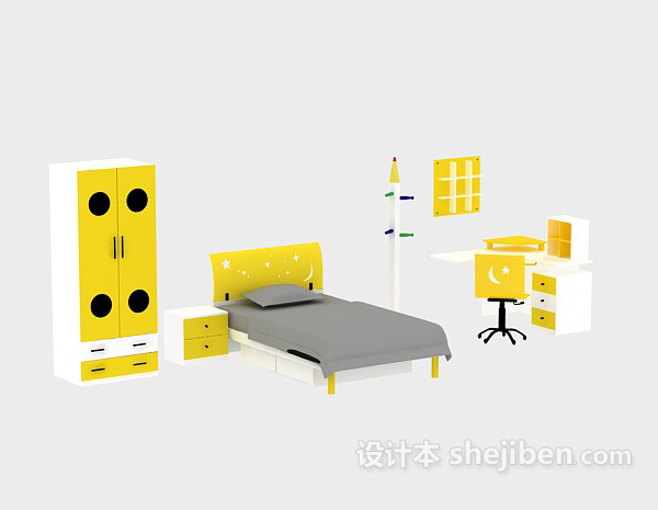 儿童房3d模型下载