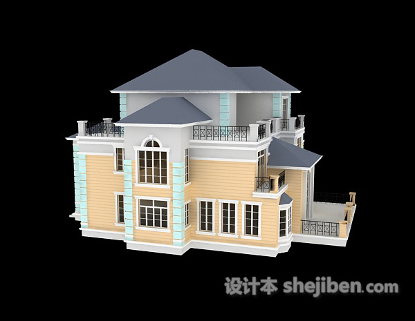 白色别墅免费3d模型下载