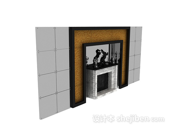 欧式电视柜造型3d模型下载