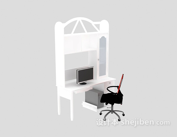 一体书桌柜3d模型下载