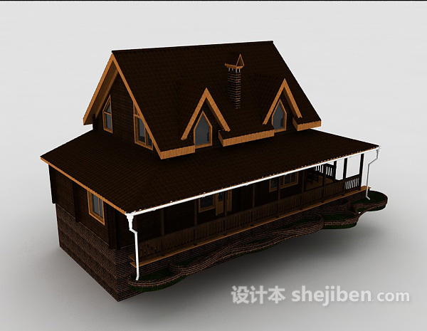 带围栏别墅3d模型下载