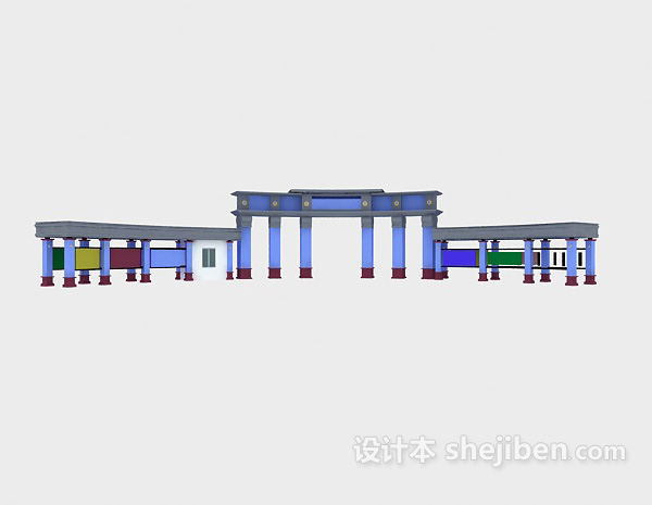 现代大学大门3d模型下载