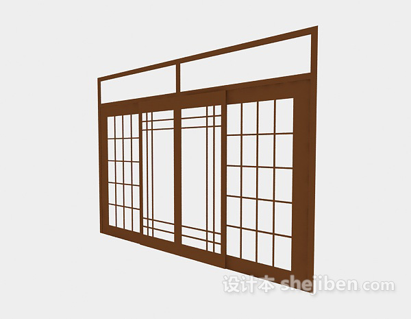 玻璃双开平开门3d模型下载
