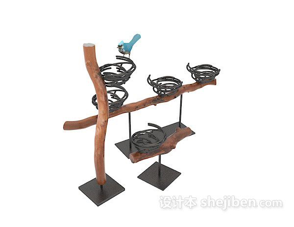 树枝摆件组合3d模型下载