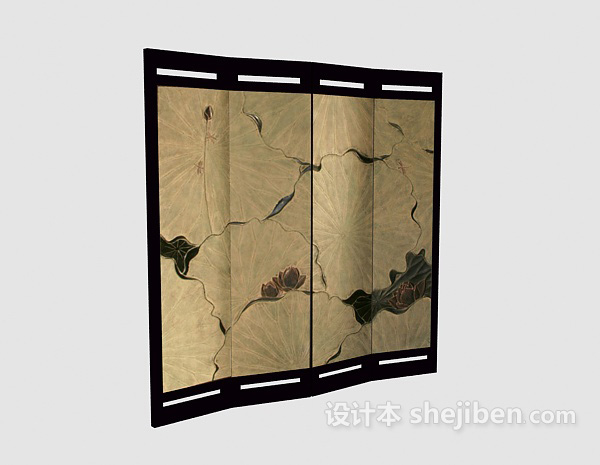 新中式屏风3d模型下载