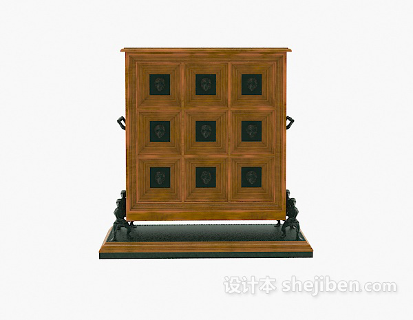 法式边柜3d模型下载