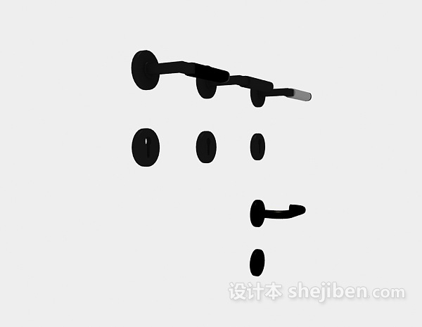 现代风格玻璃门把手3d模型下载