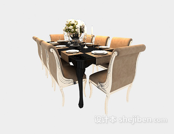 欧式餐桌椅3d模型下载