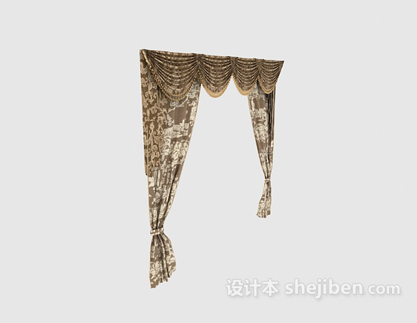 欧式古典花纹窗帘3d模型下载