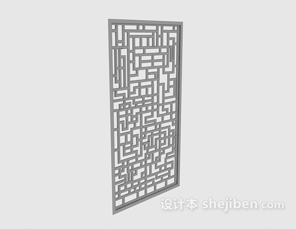 花格中式窗户3d模型下载