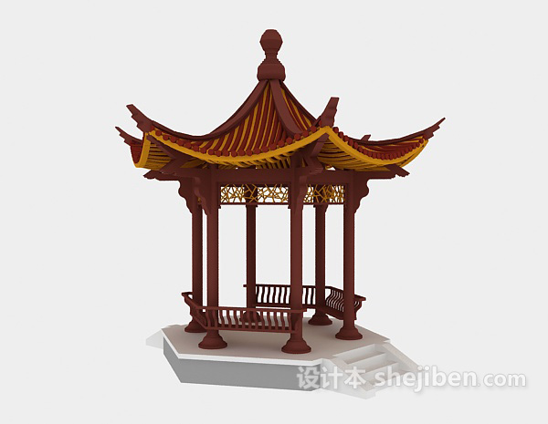 公园凉亭3d模型下载
