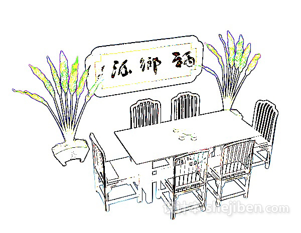 东南亚餐桌 3d模型下载