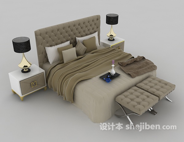 双人床3d模型下载