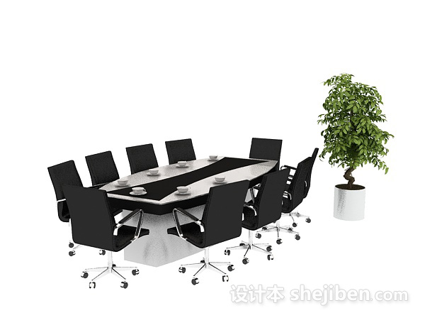 办公会议桌子3d模型下载