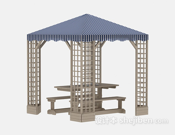 简易亭3d模型下载
