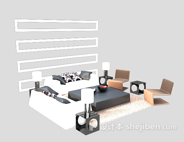 沙发组合3d模型下载