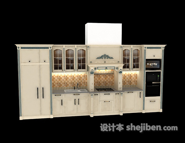 白色厨柜3d模型下载