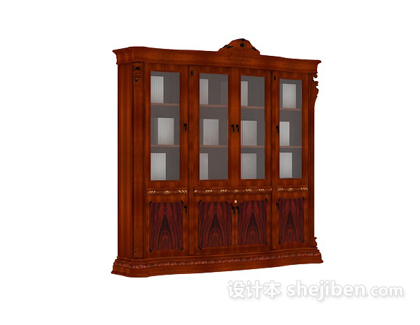 美工家具书柜3d模型下载