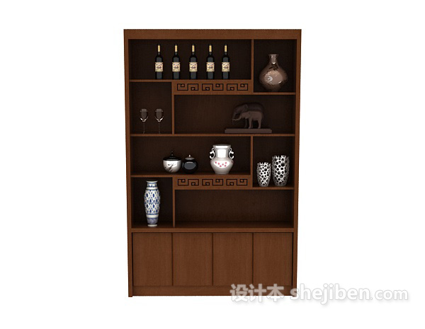 餐边酒柜3d模型下载