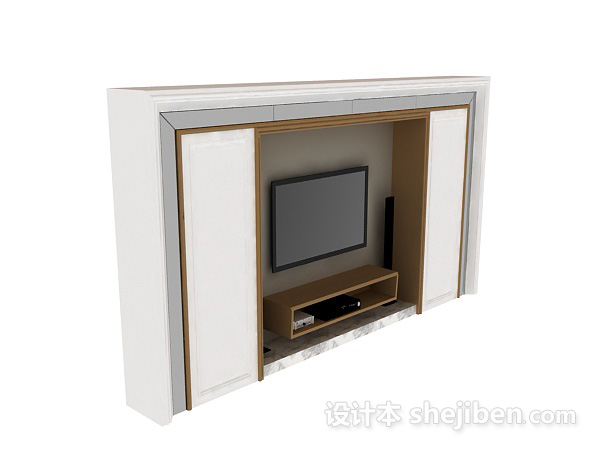 欧式风格电视墙3d模型下载