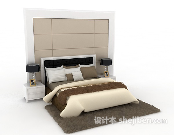现代宜家床3d模型下载