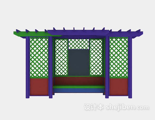 中式花架3d模型下载