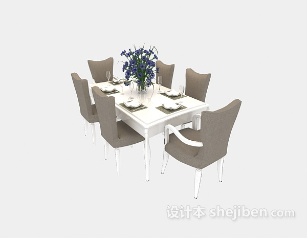 现代时尚简约餐桌3d模型下载