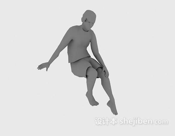 国外男人坐姿max人物3d模型下载
