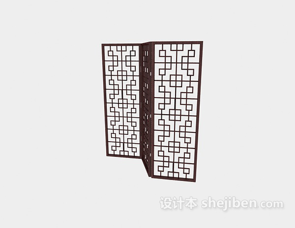 中式隔断屏风3d模型下载