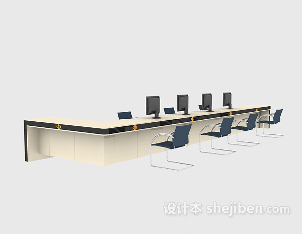 办公室接待台3d模型下载