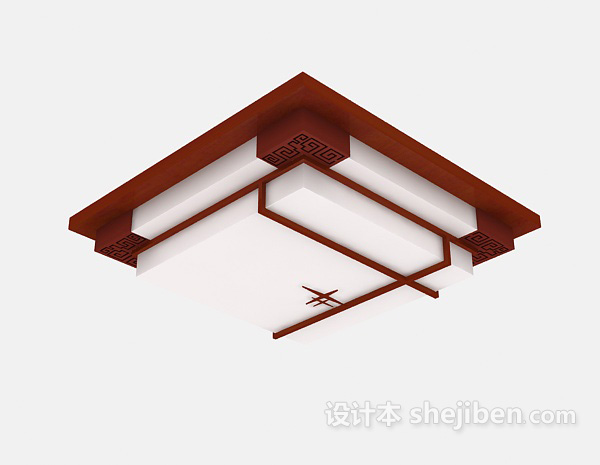 中式吸顶灯3d模型下载