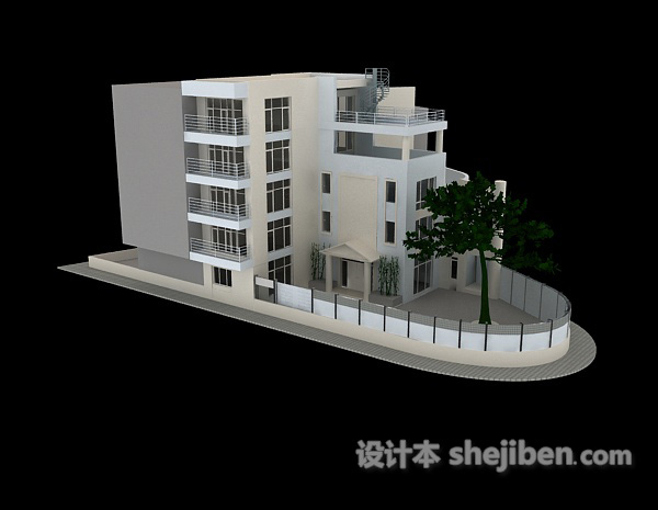 白色的别墅3d模型下载