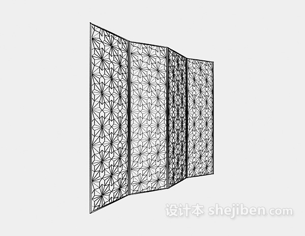 中式屏风隔断3d模型下载